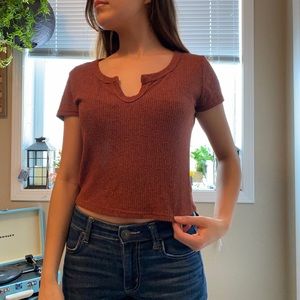 Burnt orange crop shirt
